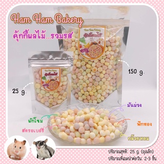 (Ham Ham Bakery) คุ๊กกี้ผลไม้รวมรส (กะปุกทดลอง) ขนมหนูเเฮมเตอร์ หนูแฮมสเตอร์ กระรอก ชูการ์ เม่นเเคระ เเฟตเทล