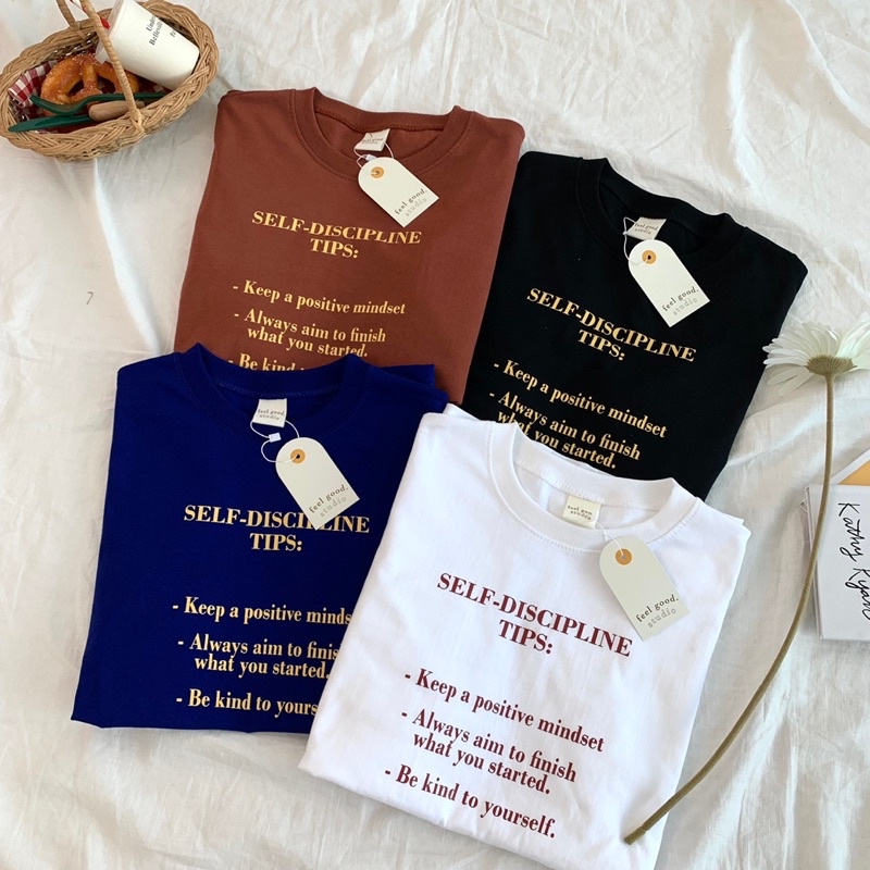Sugarbeetshop | F16 Self discipline tips เสื้อโอเวอร์ไซต์ oversize เสื้อยืดผ้า cotton