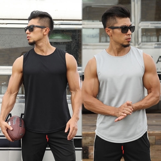 เสื้อกล้ามผู้ชาย Quick-drying Sleeveless Singlet Men Training Fitness Tank Top M-3XL