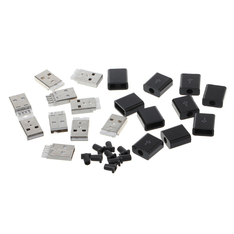 Winu 10 ชิ้น DIY USB 2 0 ประเภท A ชาย 4P อะแดปเตอร์ปลั๊กซ็อกเก็ตพลาสติกเธอ