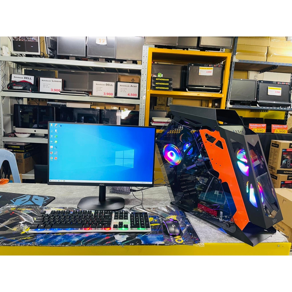คอมพิวเตอร์ คอมประกอบ INTEL I7-10700f RAM 16GB SSD 512GB VGA RX 580 8GB จอAoc 22-32นิ้ว  ขุดน้ำปิด 1