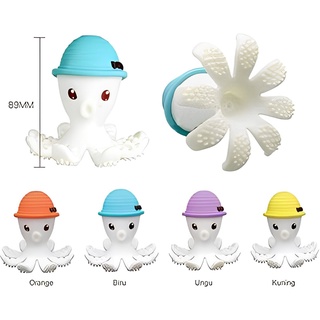 Mombella Octopus Teether Toy Doo ยางกัดปลาหมึก หนวดมีปุ่มนุ่ม 60g มี 5 สี ชมพู/ฟ้า/ม่วง/ส้ม/เหลือง