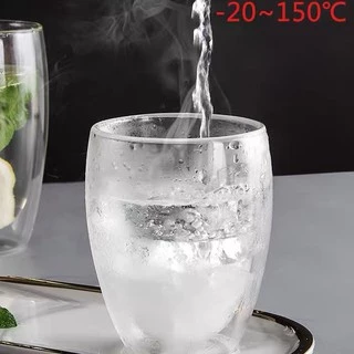 แก้วใสสองชั้น สำหรับใส่เครื่องดื่ม น้ำสมุนไพร น้ำผลไม้ กาแฟ Double Wall Glass ใส่ได้ทั้งร้อนเย็น