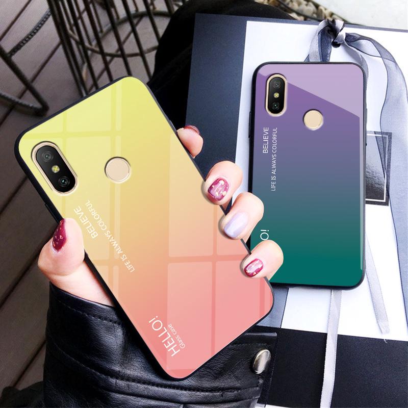 Xiaomi Redmi 6 Note 6 Pro Note 5 Pro Mi A2 lite case Colorful Gradient Glass Luxury Soft Silicone case