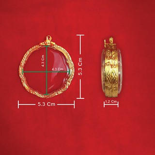 กรอบพระ กรอบจตุคาม กรอบพระตลับ ทองไมครอน ขนาดกรอบ 5.3 x 5.3 x 1.2 cm  แถมฟรี ถุงกำมะหยี่ ห่วงใส่สร้อย และยางรองอัด
