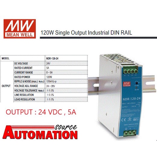 MEAN WELL NDR-120-24 DIN Rail power supply 24V 5A 120W