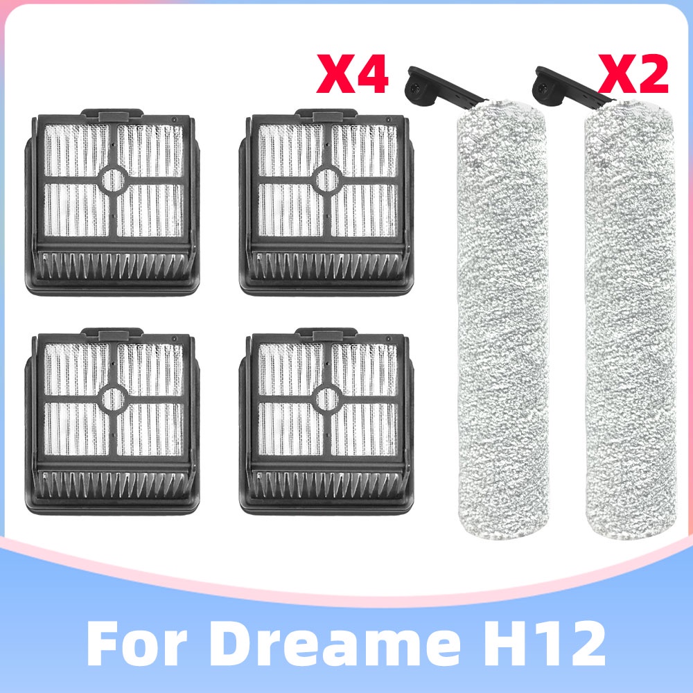 Dreame H12 / H12S เครื่องดูดฝุ่นไร้สายแบบเปียกและแห้ง อุปกรณ์เสริมของแปรงลูกกลิ้ง ตัวกรอง Hepa