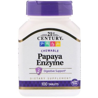 พร้อมส่ง!!! Century, Papaya Enzyme, 100 Chewable Tablets