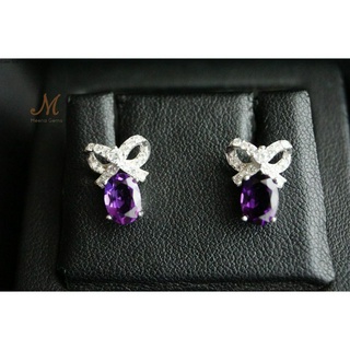 Meena Gems ต่างหูพลอยแท้"อเมทิส" ตัวเรือนเงินแท้ ดีไซน์สวย หรูหรา จัดส่งฟรี