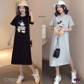 MM12711 เดรสแขนสั้นพิมพ์ลายการ์ตูน short sleeve cartoon print dress