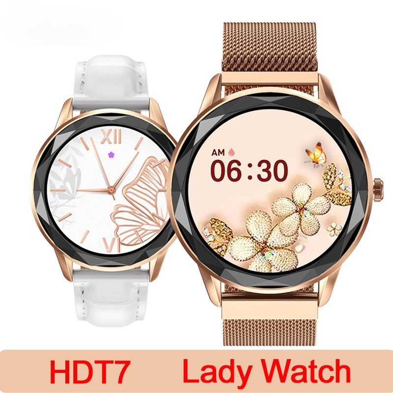 2021 New Hdt7 นาฬิกาข้อมือ Smart Watch สําหรับสตรีกันน้ําเชื่อมต่อบลูทูธ 2021 เหมาะกับการออกกําลังกาย