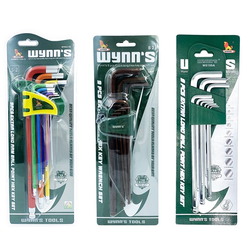 WYNN'S [ของแท้] ประแจหกเหลี่ยม 9 ชิ้น ยาวพิเศษ เบอร์ 1.5 -10 มม. มีให้เลือก 3รุ่น