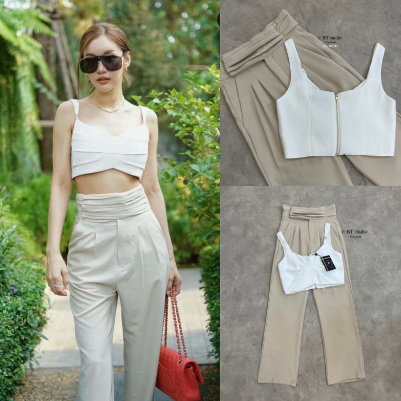 🏷️BT STUDIO #05-10293 Set เสื้อครอปสายเดี่ยวสั้น ชุดเซ็ต ชุดเซ็ตขายาว ชุดเซ็กซี่ ชุดไปเที่ยว ชุดไปทะ