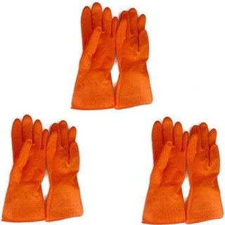 Eagle One Orange Rubber Gloves ถุงมือยาง SizeL สีส้ม (3คู่)