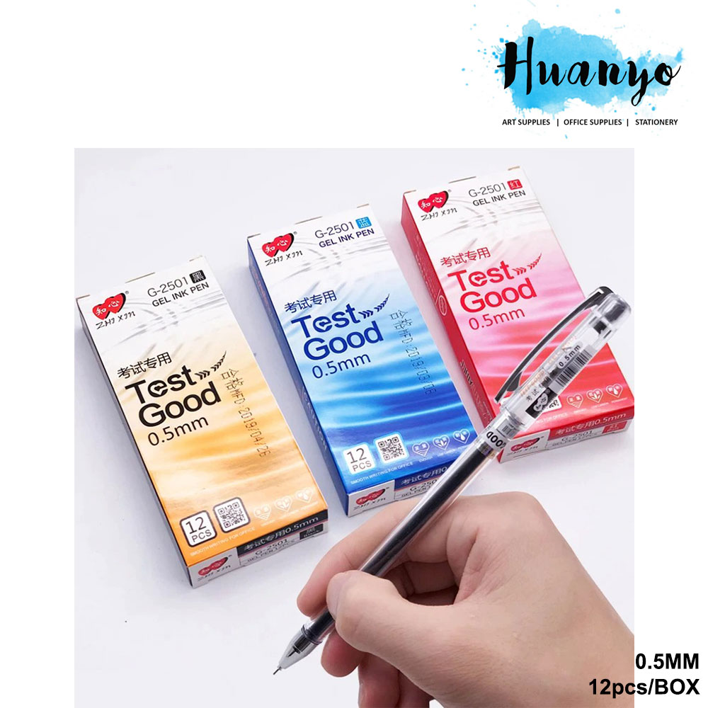 Zhi Xin Test Good Gel Pen 0.5mm Tip G-2501 (สีดํา / น้ําเงิน / แดง) [กล่องต่อ / 12 ชิ้น]