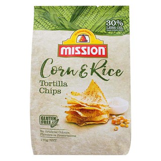 Mission Corn &amp; Rice Chips 170g มิชชั่น คอร์น แอนด์ ไรซ์ ชิปส์ 170 กรัม