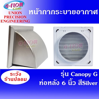 GFLOW  ฝาครอบช่องระบายอากาศ ท่อหลัง Ø 6" (G) มีเกร็ด (สี Silver) Canopy 6" หน้ากากระบายอากาศติดผนัง