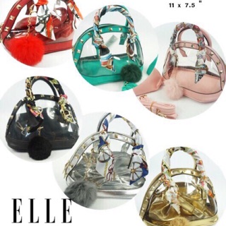 💕 ELLE 💕  💕พร้อมส่ง💕 กระเป๋าถือพร้อมสายสะพาย ทรง เอลม่า งานน่ารักๆ  จาก ELLE หนังพลาสติกใสอย่างด