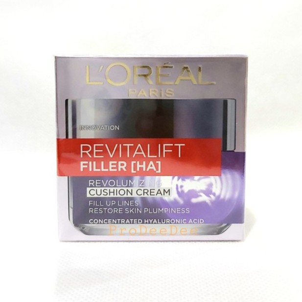 L'OREAL ลอรีอัล ปารีส รีไวทัลลิฟท์ ฟิลเลอร์ (เอชเอ) รีวอลูมไมซิ่ง คุชชั่น ครีม สูตรกลางวัน 50 มล.