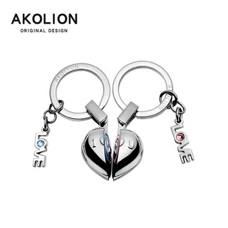 IT1c akolionหัวใจครึ่งจะมีเสียงพวงกุญแจ พวงกุญแจคู่ชายและหญิงคู่สร้างสรรค์จี้กุญแจสีแดงสุทธิ