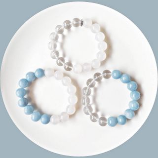 Blue cloud 10 mm set | clear quartz × agate กำไล​หิน​แท้​ธรรมชาติ​ กำ​ไล​หิน​นำโชค กำไลหินมงคล ควอตซ์ อะเกต หินนำ​โชค​