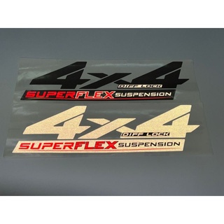 สติ๊กเกอร์งานสกรีนดั้งเดิม  4×4 DIEE-LOCK SUPERFLEX SUSPENSION  TOYOTA REVO ปี2021  สะท้อนแสง3m 1ชุดมี2ชิ้น