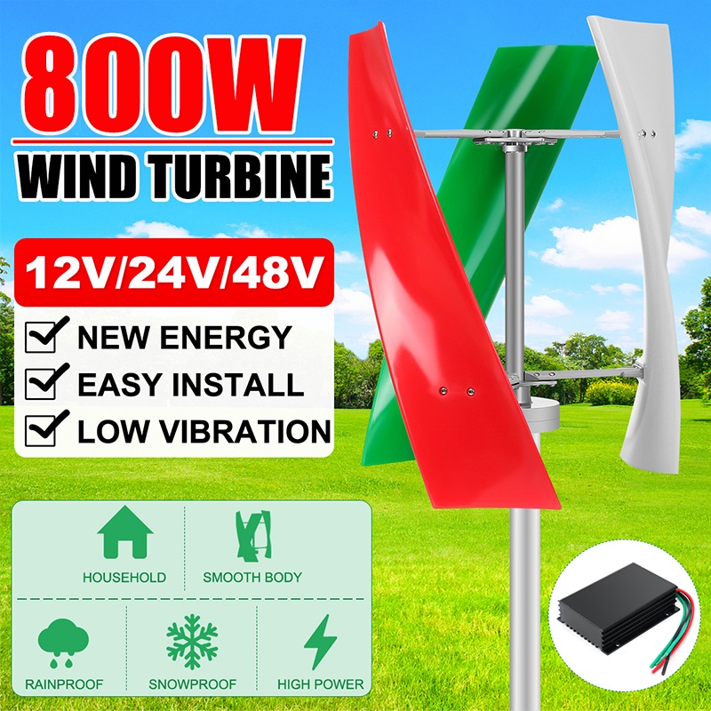 Energy Windmill 400 W/600 W/800 W 12 V/24 V/48 V โคมไฟแนวตั้งแกนถาวร Maglev Wind Turbine เครื่องกําเนิดไฟฟ้า MPPT Controller