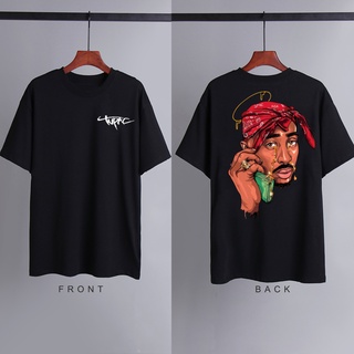 เสื้อยืดสีขาวผู้ชาย - 2PAC Tupac แขนสั้นแฟชั่นสตรีทตัวละครย้อนยุคเสื้อผ้าสั้น 2PAC เสื้อยืดคอกลม