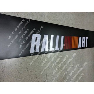 สติ๊กเกอร์บังแดดหน้ารถ งานตัดคอม  คำว่า RALLI ART ติดรถ แต่งรถ MITSUBISHI มิตซูบิชิ ralliart