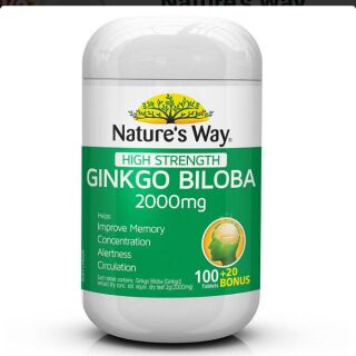 Natures way  ginko biloba ใบแปะก๊วยแห้ง2000 มก. 120 เม็ด