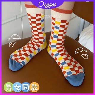 Oeggeo shop ถุงเท้ากีฬา ลายสก๊อต สําหรับผู้หญิง