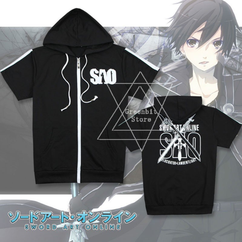 เสื้อแจ็กเกต เสื้อกันหนาวแขนสั้นพิมพ์ลาย Sword Art Online SAO Kirigaya Kazuto