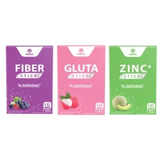 [1แถม1 + ส่งฟรี ] Mana Collagen Stick Gluta /Zinc /Fiber stick กลูต้า ซิงก์ ไฟเบอร์ มานาสติ๊ก แบบพกพา มี อย.
