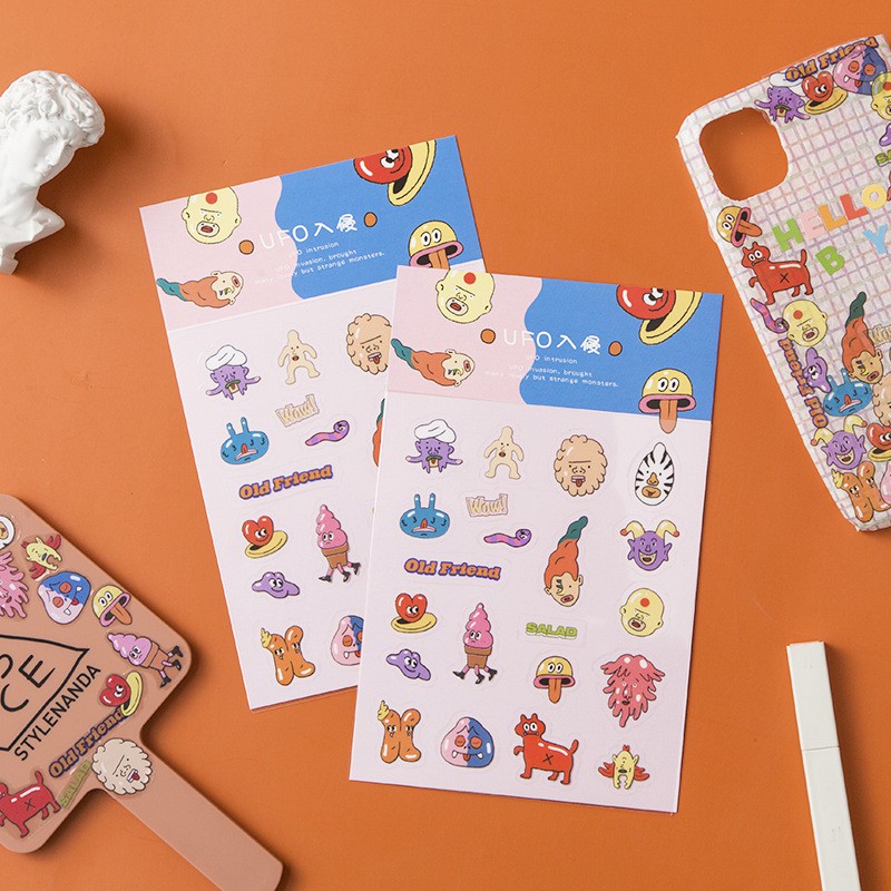 พร้อมส่ง สติ๊กเกอร์PVCกันน้ำ ไดคัทDIY สุดน่ารักกก!!STICKER กันน้ำได้ ขนาด11*13ซม