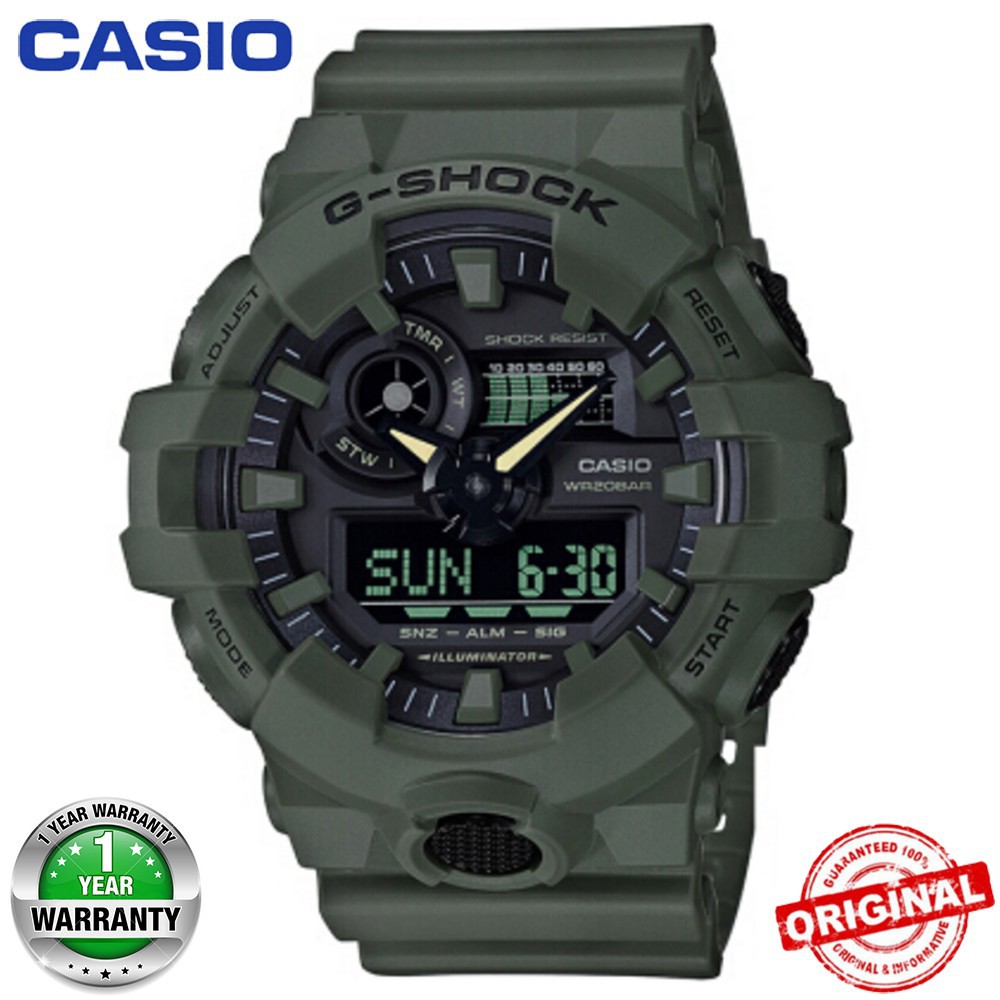 นาฬิกาข้อมือ Casio G-Shock สีเขียวนาฬิกาข้อมือกีฬาควอตซ์ GA-700UC-3A