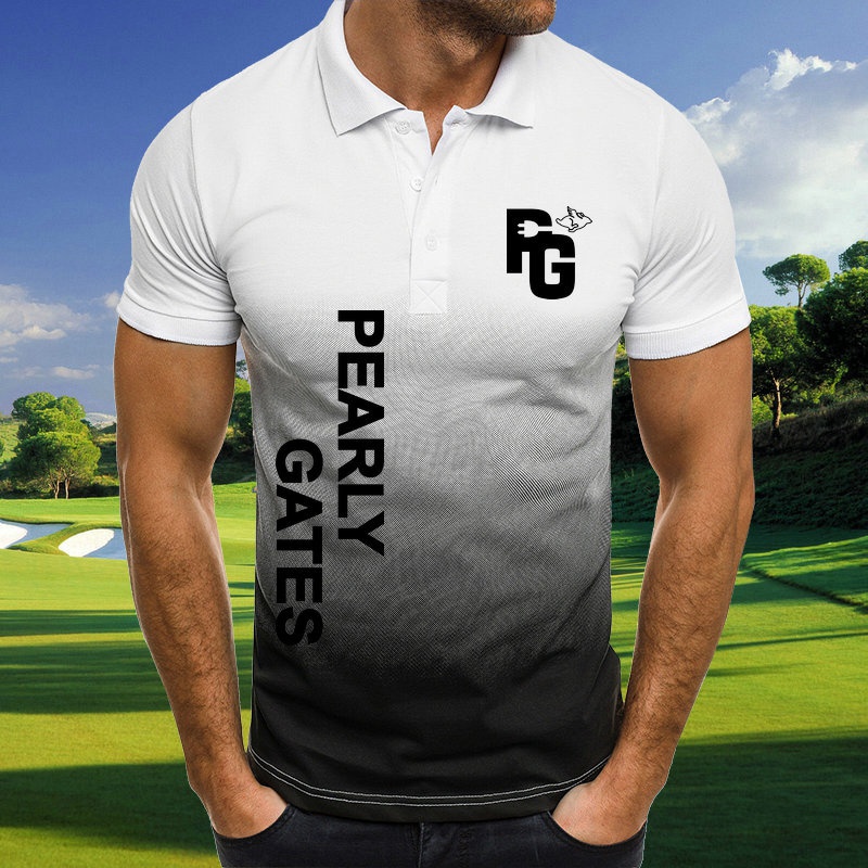PEARLY GATES Printed Men Polo T Shirts Casual Summer Tees Cool Racing Graphic T Shirt Lapel Collar Slim Fit ZTAL #2