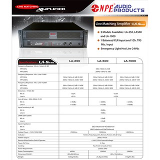 Power AMP (เครื่องขยายเสียง ) NPE รุ่น LA-series (LA250 , LA500 ...