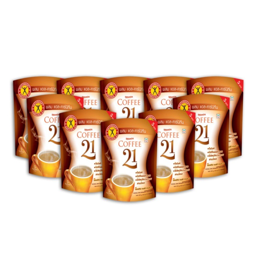 NatureGift Coffee 21 เนเจอร์กิฟ คอฟฟี่ ทเวนตี้ วัน 1 ชุด มี 10 ถุง (ถุงละ 5 ซอง)