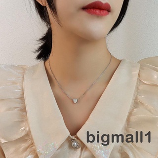 Bigmall- สร้อยคอโซ่ จี้รูปหัวใจ ขนาดเล็ก สีพื้น เครื่องประดับ สําหรับผู้หญิง