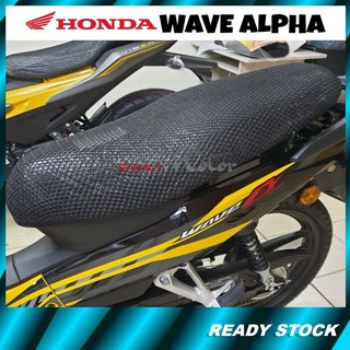 Cm+motor HONDA Wave Alpha CX 110 ผ้าคลุมเบาะนั่ง ตาข่าย Sarung Kusyen 3D Jaring Motosikal ขนาด L