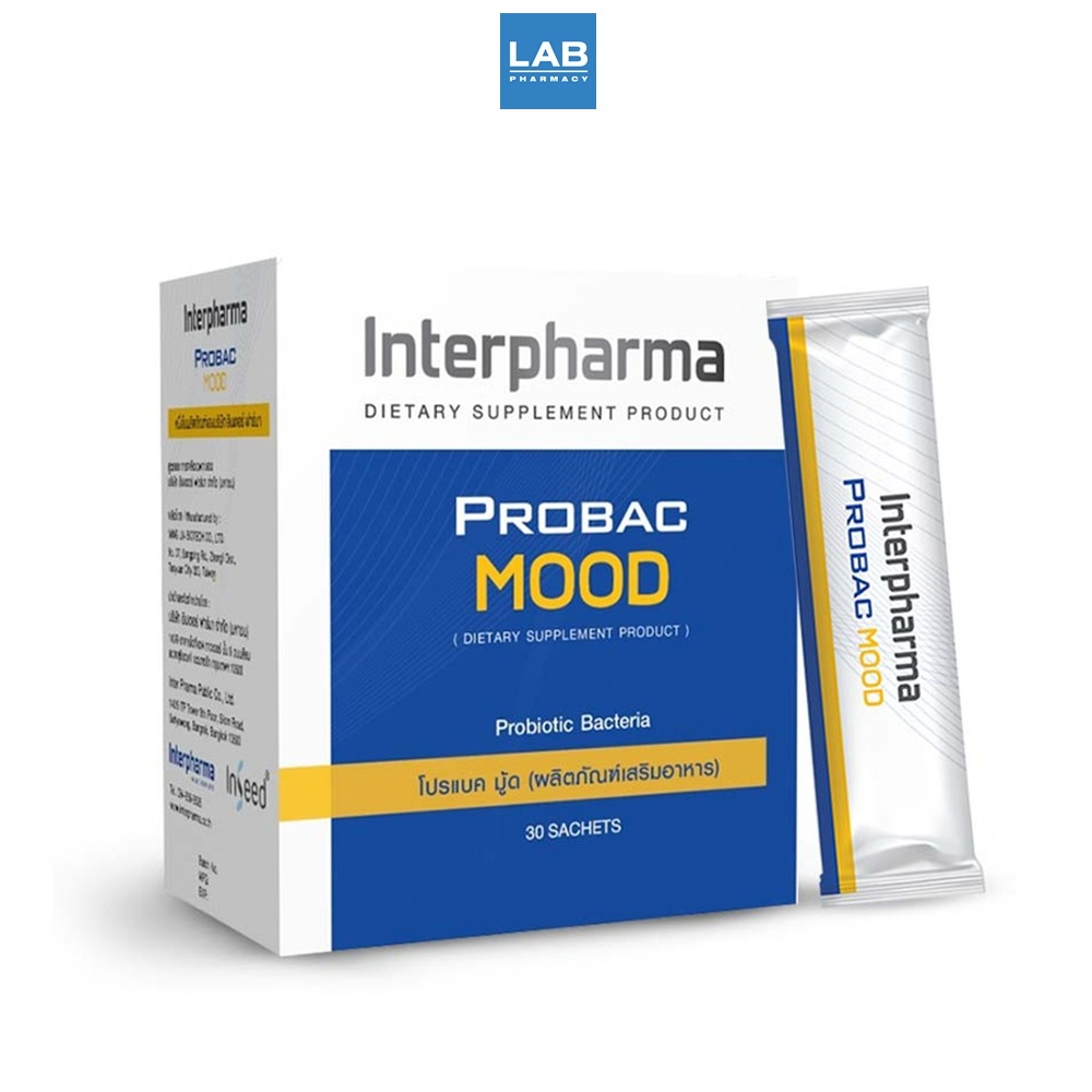 Interpharma Probac Mood 30 sachets/box โปรแบค มู้ด ผลิตภัณฑ์เสริมอาหาร สำหรับผู้ภาวะเครียด