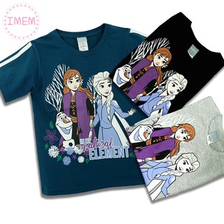 เสื้อยืดคอกลม Frozen โฟเซ่น ลิขสิทธ์แท้ เสื้อคอกลม ผ้า Cotton ผสม Spandex เสื้อยืด คอกลม ชุดเด็กหญิง เสื้อเด็กเล็ก