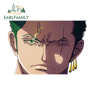 Earlfamily สติกเกอร์กันแดด One Piece Zoro 13 ซม. x 8.8 ซม. แฟชั่นสร้างสรรค์ สําหรับติดตกแต่งรถยนต์ รถจักรยานยนต์