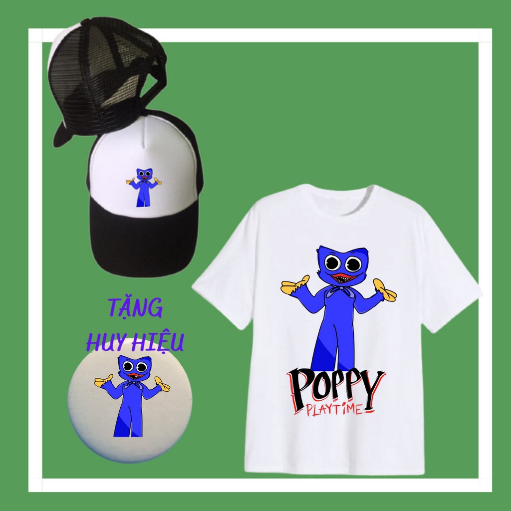 Huggy Wuggy ชุดหมวกเบสบอลและเสื้อยืดสําหรับเด็กชายและเด็กหญิง ป้าย Huggy Wuggy