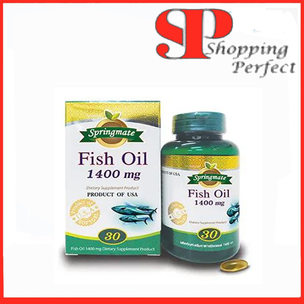 Fish oil 1400 mg springmate สูตรเข้นข้น น้ำมันปลาคุณภาพสูง Premium Softgels ไม่มีกลิ่น ขนาดบรรจุ 30 เม็ด