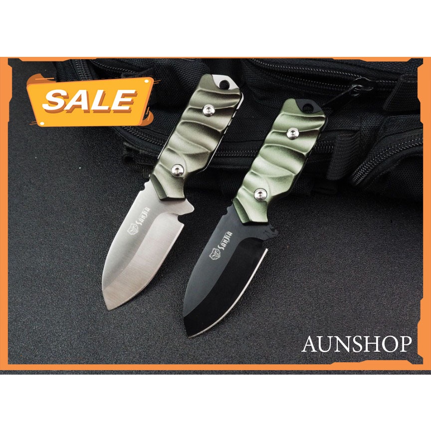 A43 มีดพก มีดเดินป่า มีดใบตาย SANJIA K-612 ขนาด 6 นิ้ว (15.5 ซม.) พร้อมซองไนล่อนสำหรับเก็บมีด 2เเบบ 