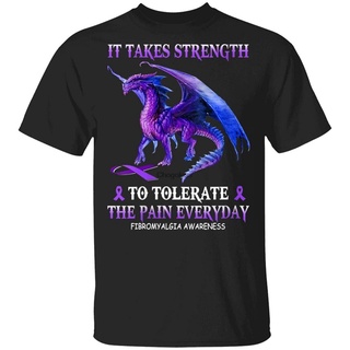 ROUNDคอลูกเรือNeckเสื้อยืด พิมพ์ลายกราฟฟิค ISRAELI STORE It Takes Strength to Tolerate The Pain Everyday Fibromyalgia เห