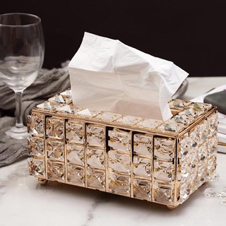 [HOMYL1] Luxury Crystal Tissue Box Covers Napkin Paper Holder Organizer