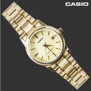 นาฬิกา Casio รุ่น LTP-V002G-9A นาฬิกาข้อมือผู้หญิง สายสแตนเลสสีทอง หน้าปัดทอง - มั่นใจ ของแท้ 100% ประกันสินค้า 1 ปี