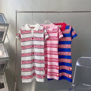 พร้อมส่ง mini dress คอปกMIUMIU(มิวมิว)งานน่ารักคอปก ผ้าคอตตอนนิ่มใส่สบาย